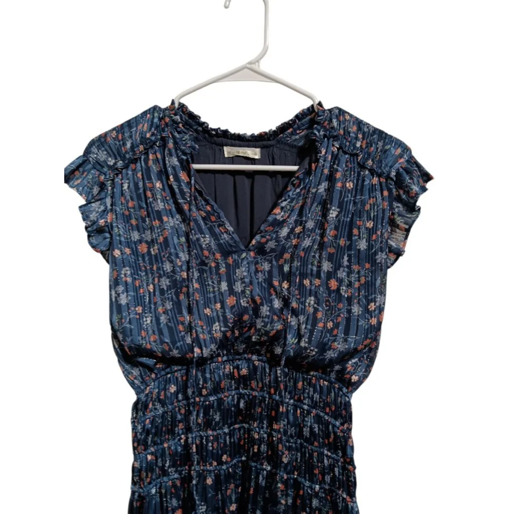 WAPG Beautiful Floral Flowy Ruffle Sleeve Dress Smocked Lined Boho Cottagecore